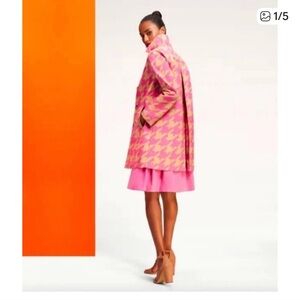 ISAAC MIZRAHI Target Womens Pink/Tan Houndstooth Trench Coat Jacket Medium